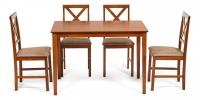 Обеденный комплект эконом Хадсон (стол + 4 стула)/ Hudson Dining Set дерево гевея/мдф, стол: 110х70х75см / стул: 44х42х89см, Espresso, ткань