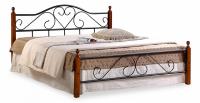 Кровать AT-815 дерево гевея/металл, 180*200 см (King bed), красный дуб/черный