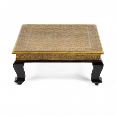 Столик Secret De Maison GOLDEN HAVELY ( mod. BJ-002) дерево манго, 46х46x18, этническая чеканка (поставляется по 2 шт). Фото №2