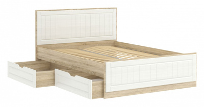 Кровать Оливия НМ 040.34-01 (1400) + Ящики НМ 040.39-01, Белое дерево, Дуб Сонома. Фото