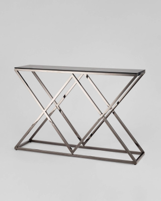 Консоль ИНСИГНИЯ 115*30 сталь темный хром стекло smoke. Фото