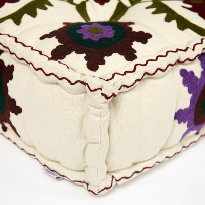 Модуль мягкий Secret De Maison MAHARAJA (mod. MA-106) cotton Kilim, 80х80х20см, белый с цветами. Фото №2