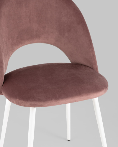 Стул Меган велюр с ромбами пыльно-розовый белые ножки. Фото №8