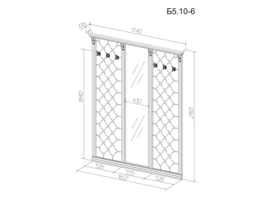Вешалка с зеркалом Благо 5 Б 5.10-6 фото Вешалка с зеркалом Благо 5 Б 5.10-6. Фото №4