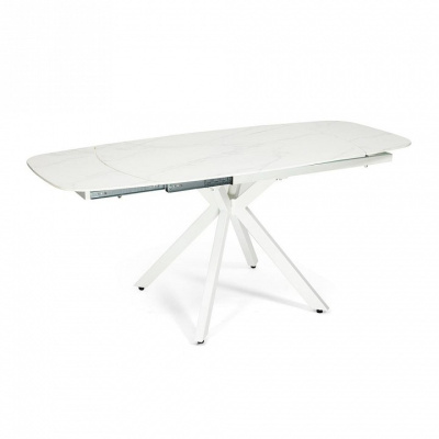 Стол RIDGE (mod. 8068) металл/стекло, 120-180/80/75см, белый мрамор/белый фото Стол RIDGE (mod. 8068) металл/стекло, 120-180/80/75см, белый мрамор/белый. Фото №2