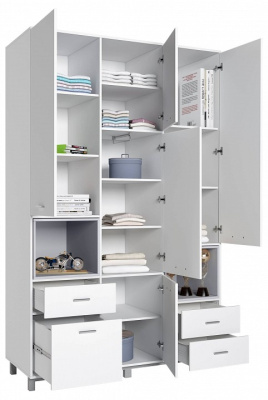 Шкаф комбинированный Polini Kids Mirum, белый. Фото