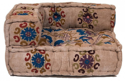 Модуль мягкий угловой  Secret De Maison RADJA (mod. 10232) cotton velvet, 80х80х43см, желтый с цветами. Фото №2