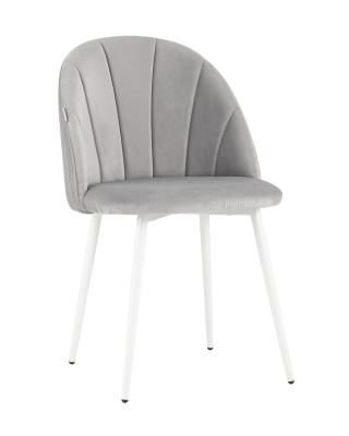 Стул Логан велюр светло-серый белые ножки. Фото