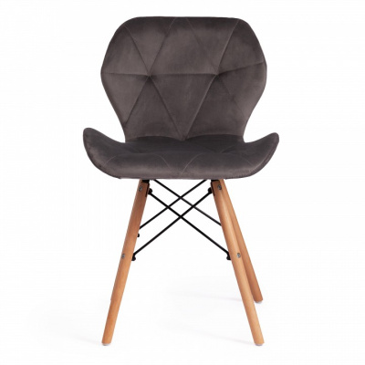 Стул STUTTGART (mod. 74) вельвет/дерево береза / металл, 50 х 47 х 73 см, серый (HLR 24)/натуральный (поставляется по 4 шт). Фото