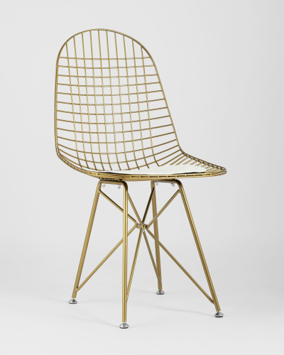 Стул обеденный Eiffel золотой с белой подушкой. Фото №3