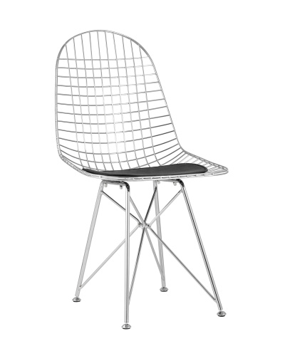 Стул обеденный Eiffel хромированный с черной подушкой. Фото №2