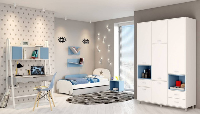 Шкаф комбинированный Polini Kids Mirum, белый. Фото №4