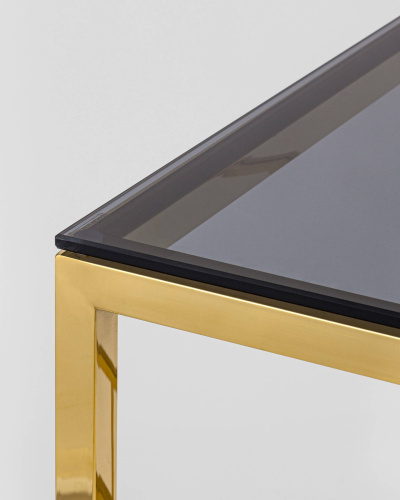 Журнальный столик 55*55 БРУКЛИН стекло smoke сталь золото. Фото №6