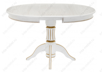 Стол деревянный Павия 130 молочный с золотой патиной. Фото №3