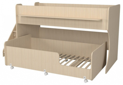 Кровать двухъярусная Р444-2, древесина коричневая светлая дуб. Фото